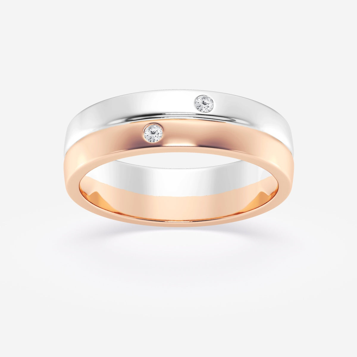 Round Moissanite Double Burnished Wedding Band – view 2