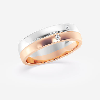 Round Moissanite Double Burnished Wedding Band