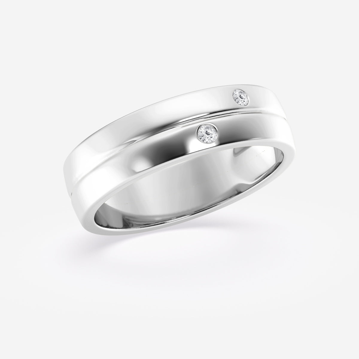 Round Moissanite Double Burnished Wedding Band – view 6