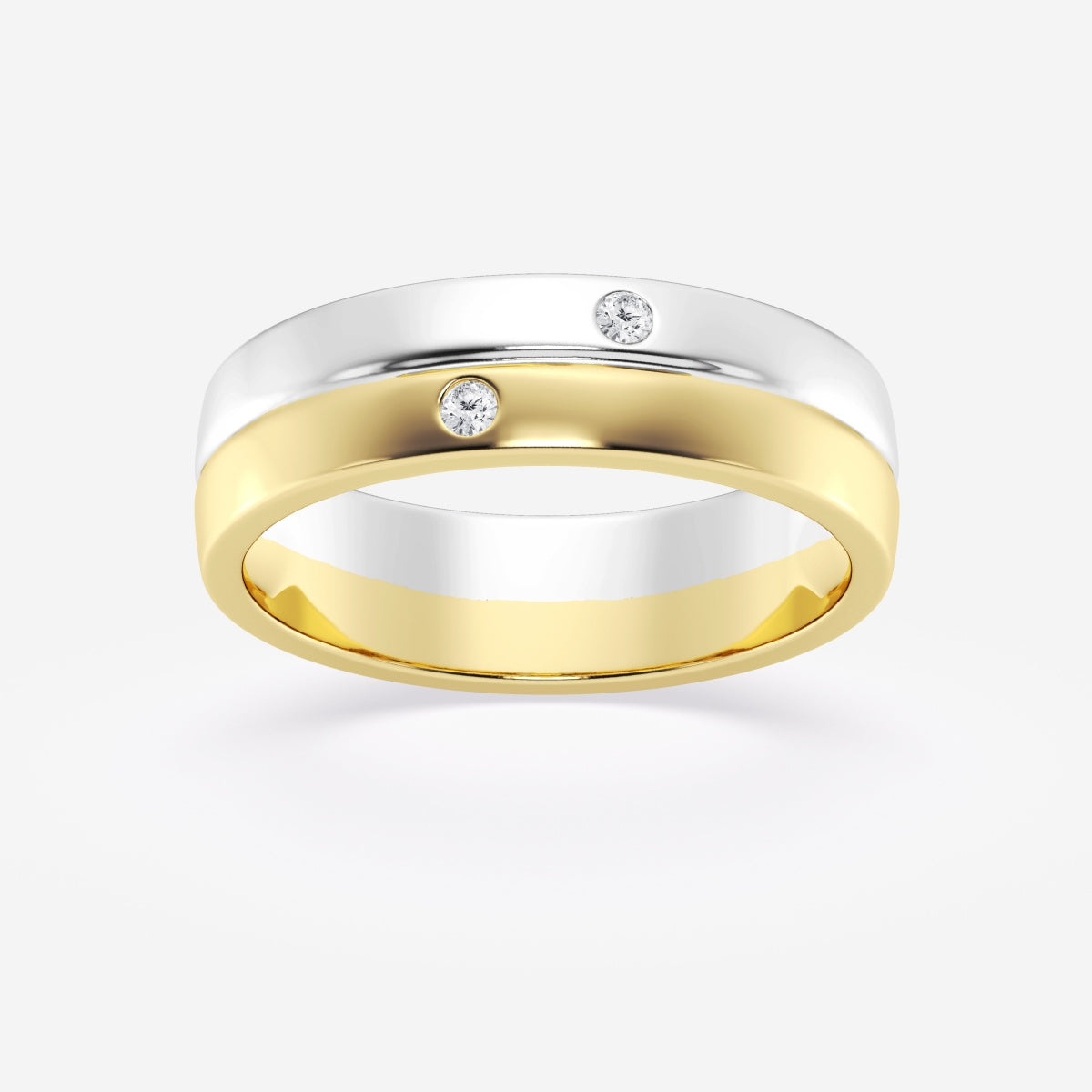 Round Moissanite Double Burnished Wedding Band – view 4