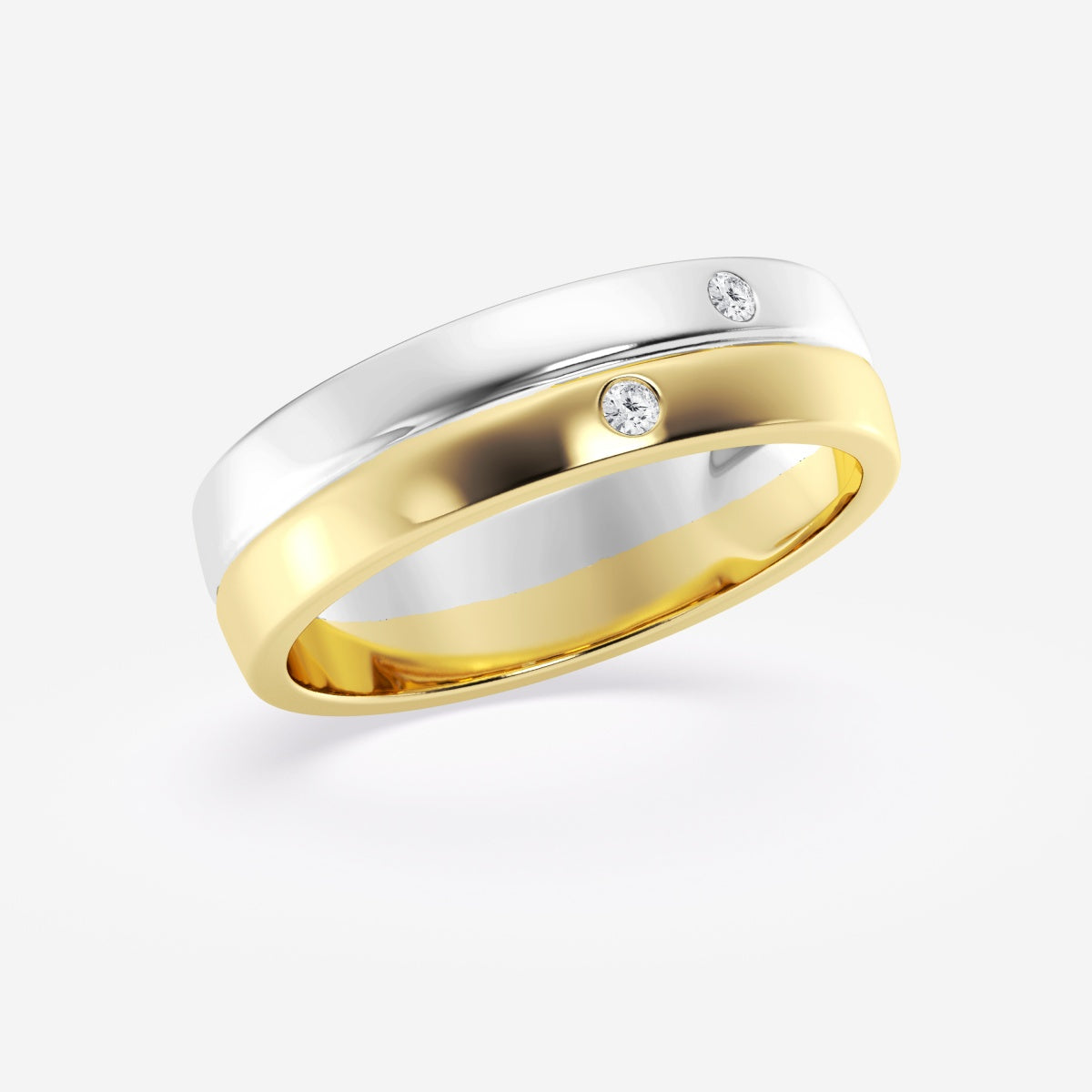 Round Moissanite Double Burnished Wedding Band – view 5