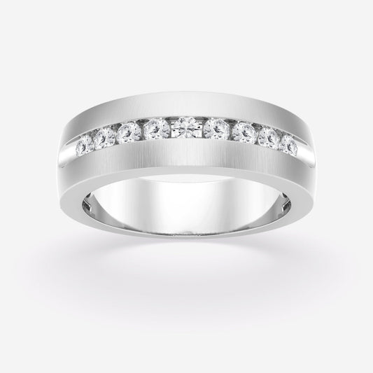 Round Moissanite Nine-Stone Wedding Band with Satin Finish