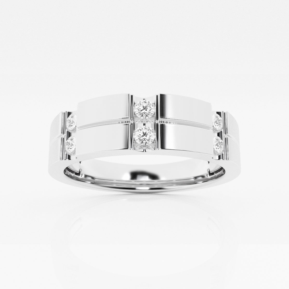 Round Moissanite Men's Wedding Band – view 3