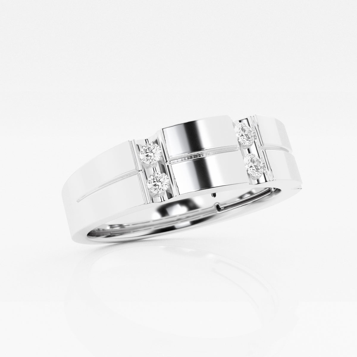 Round Moissanite Men's Wedding Band – view 2