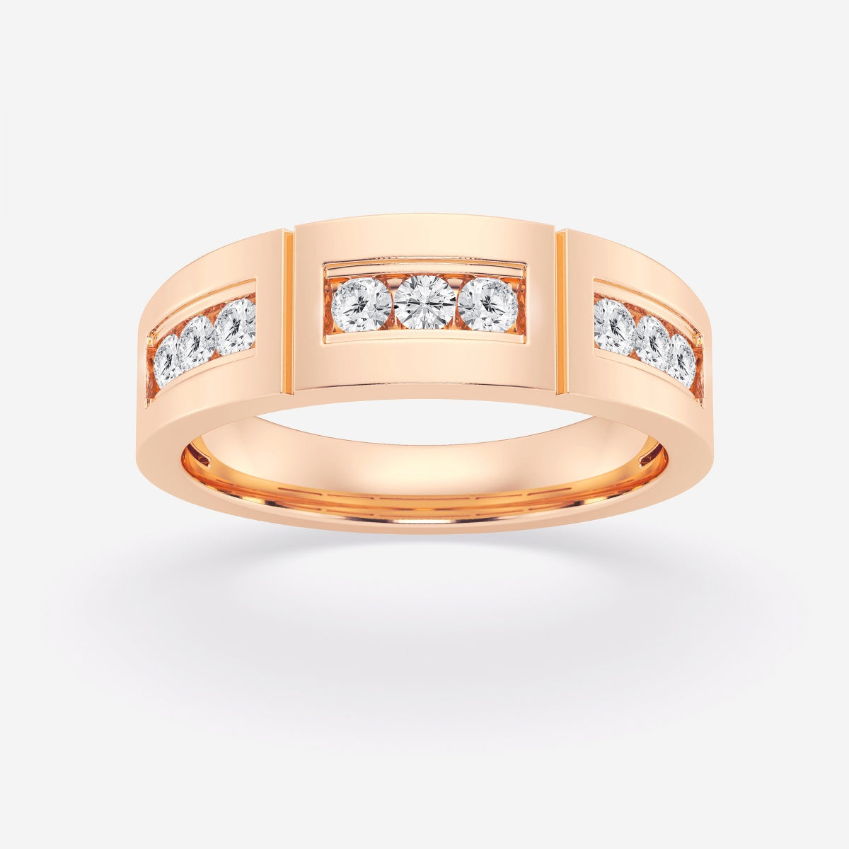 Round Channel Set Wedding Band – view 3