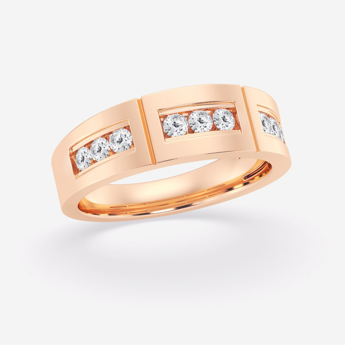 Round Channel Set Wedding Band – view 4