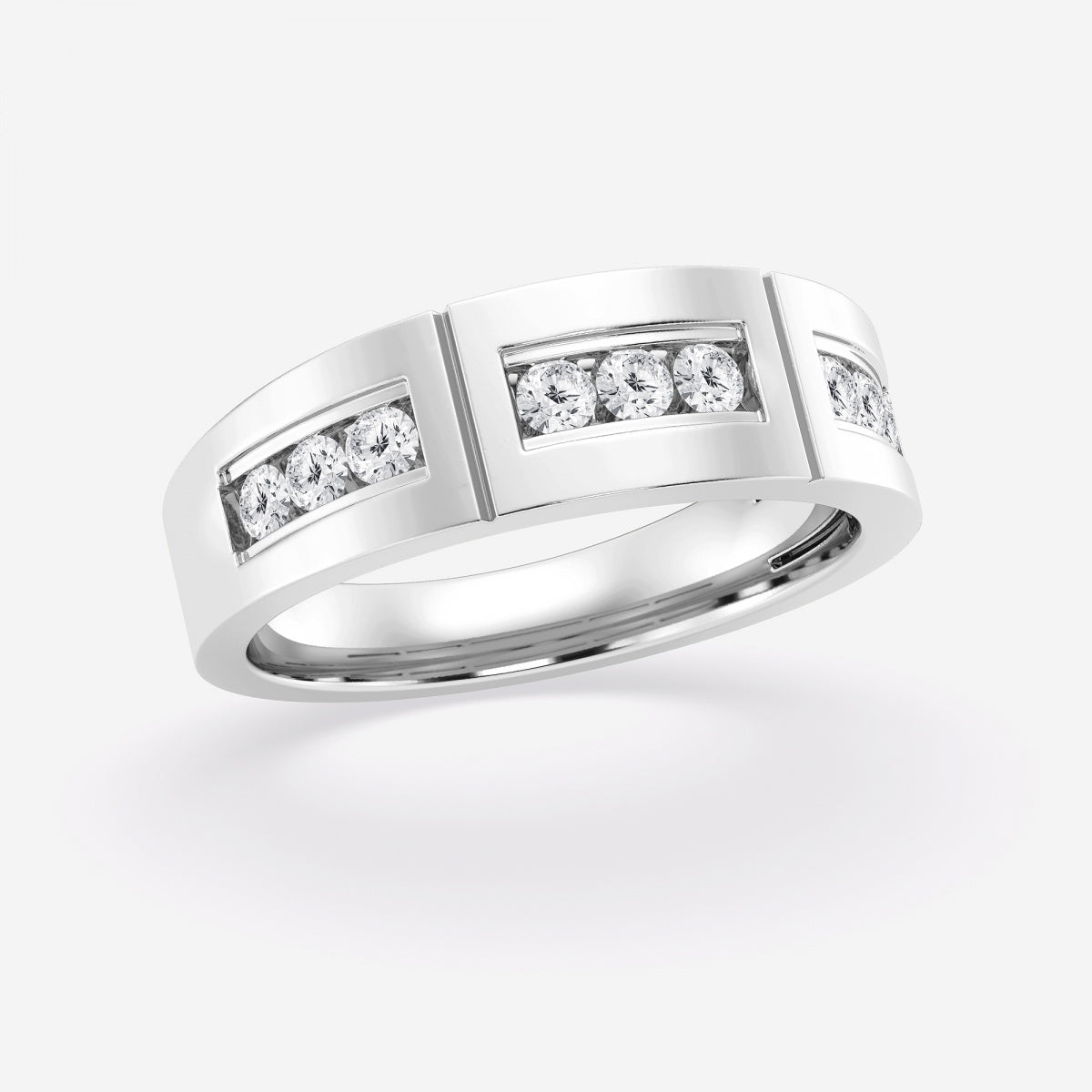 Round Channel Set Wedding Band – view 2