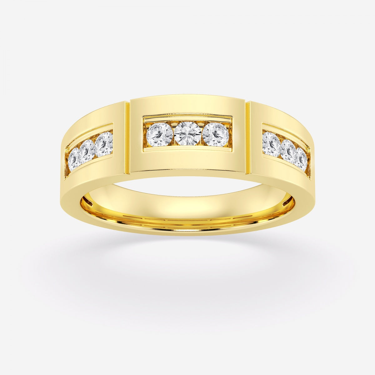 Round Channel Set Wedding Band – view 5