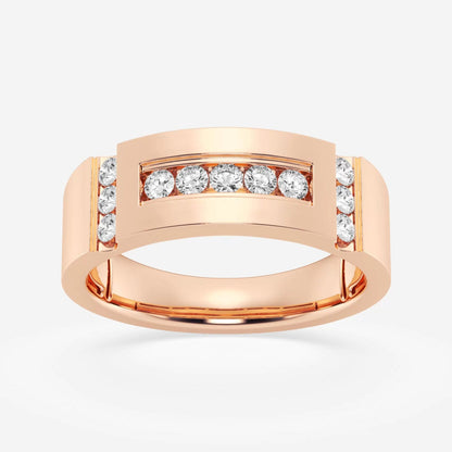 Round Moissanite Men's Framed Channel Set Wedding Band