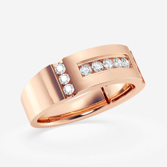 Round Moissanite Men's Framed Channel Set Wedding Band