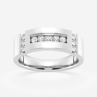 Round Moissanite Men's Framed Channel Set Wedding Band