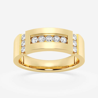 Round Moissanite Men's Framed Channel Set Wedding Band