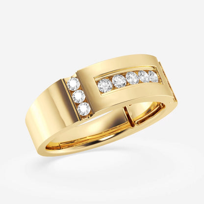 Round Moissanite Men's Framed Channel Set Wedding Band