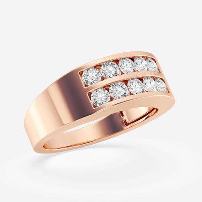 Round  Men's Double Row Channel Set Wedding Band