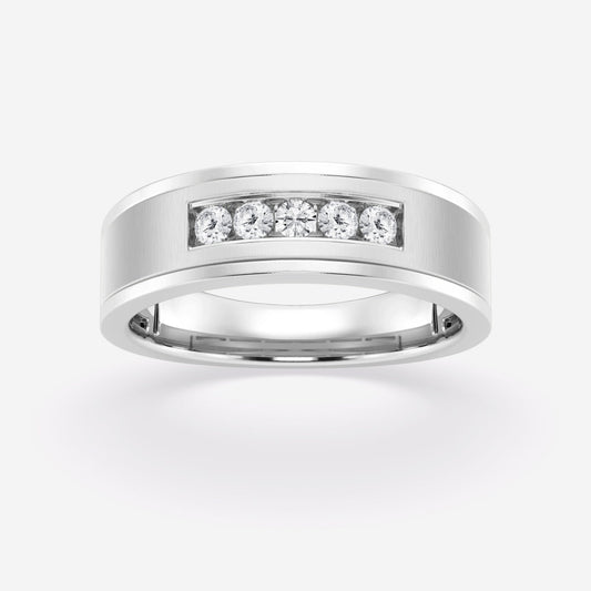 Round Moissanite Five-Stone Wedding Band