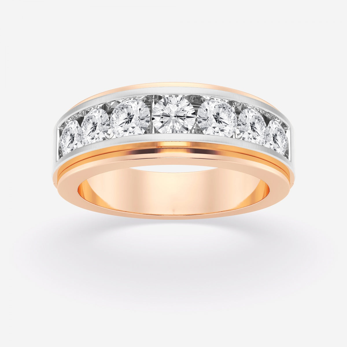 Round Seven-Stone Wedding Band with Satin Finish – view 10