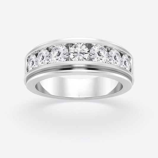 Round  Seven-Stone Wedding Band with Satin Finish
