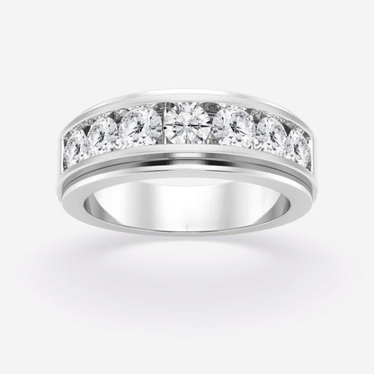Round  Seven-Stone Wedding Band with Satin Finish