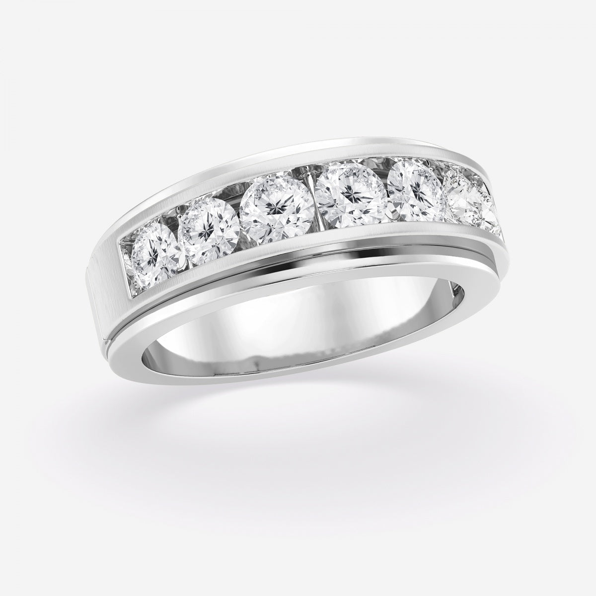 Round Seven-Stone Wedding Band with Satin Finish – view 2