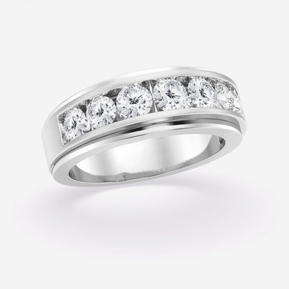 Round  Seven-Stone Wedding Band with Satin Finish