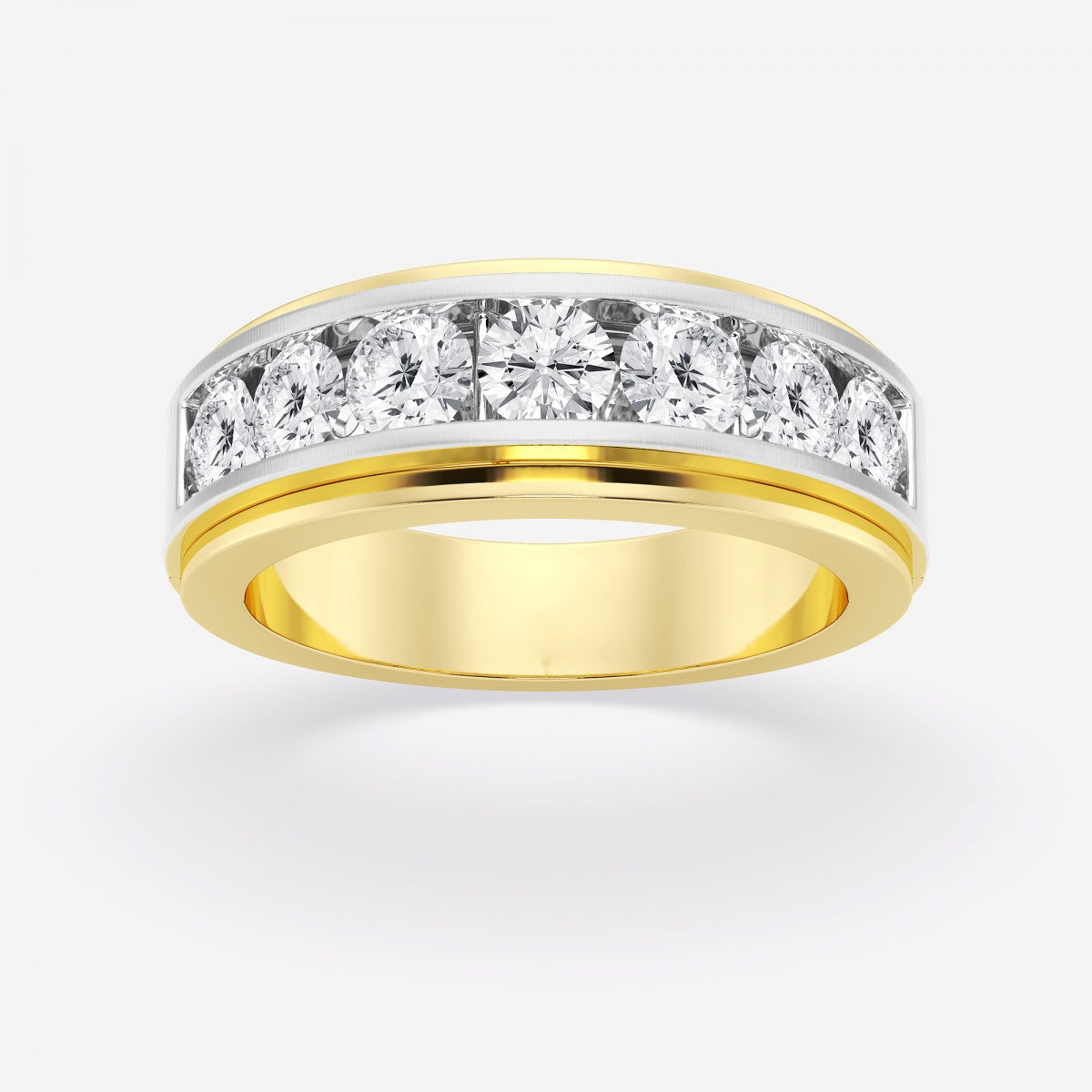 Round Seven-Stone Wedding Band with Satin Finish – view 7