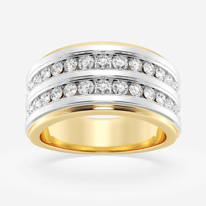 Round  Men's Double Row Channel Set Wedding Band