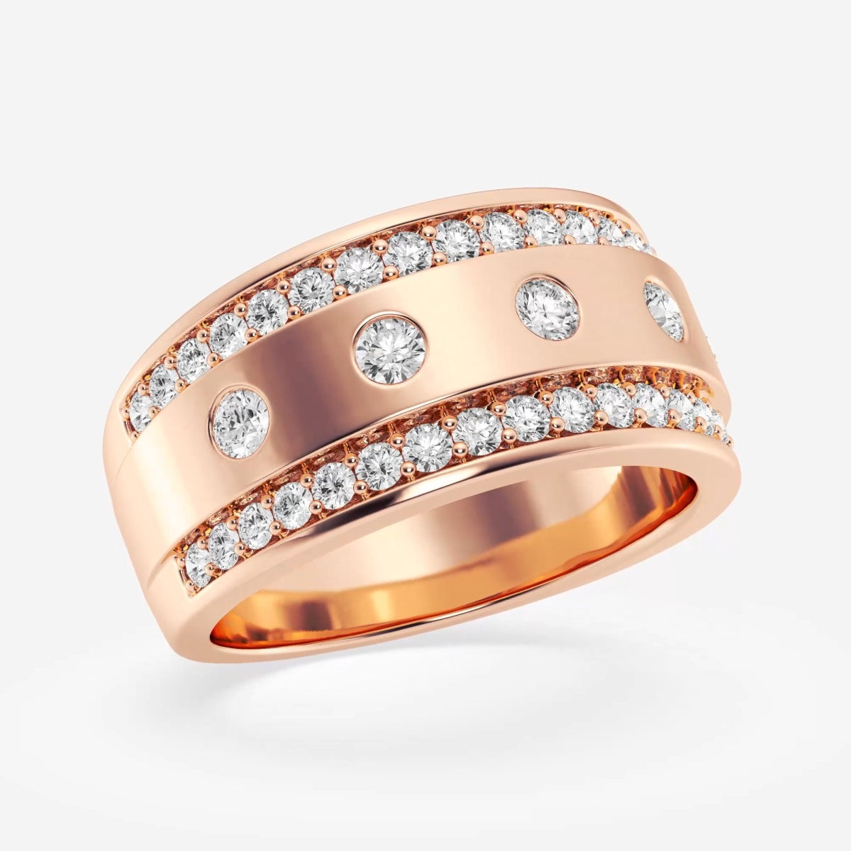Round Moissanite Men's Floating Wedding Band