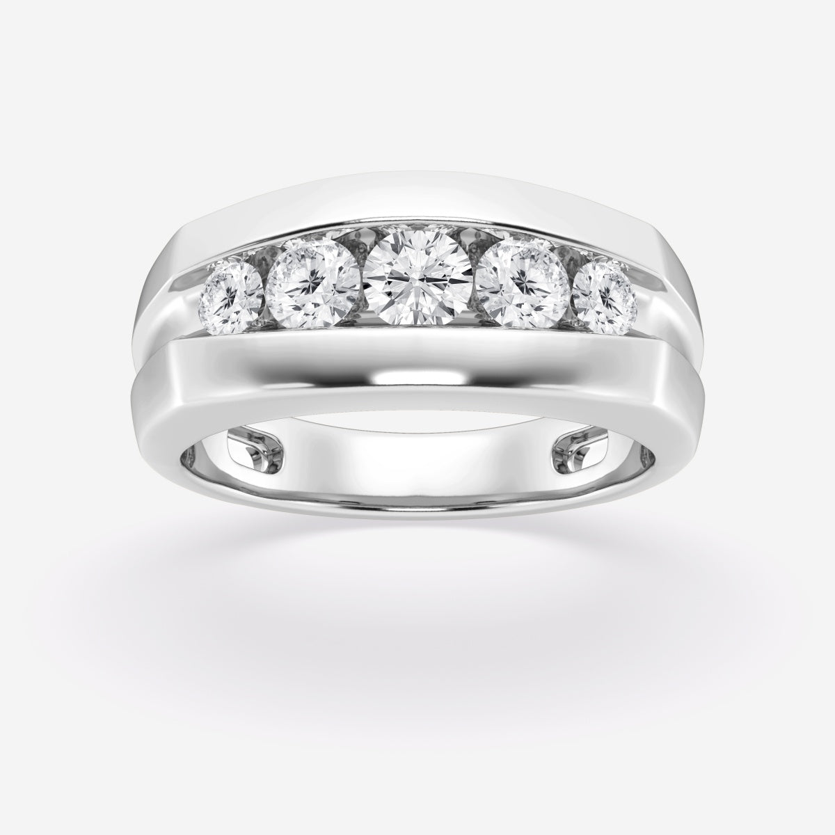 Round Moissanite Five-Stone Wedding Band