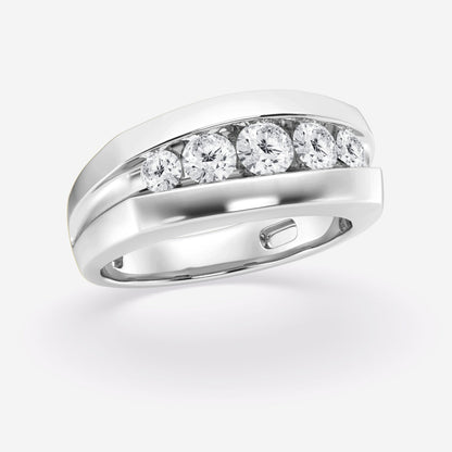 Round Moissanite Five-Stone Wedding Band