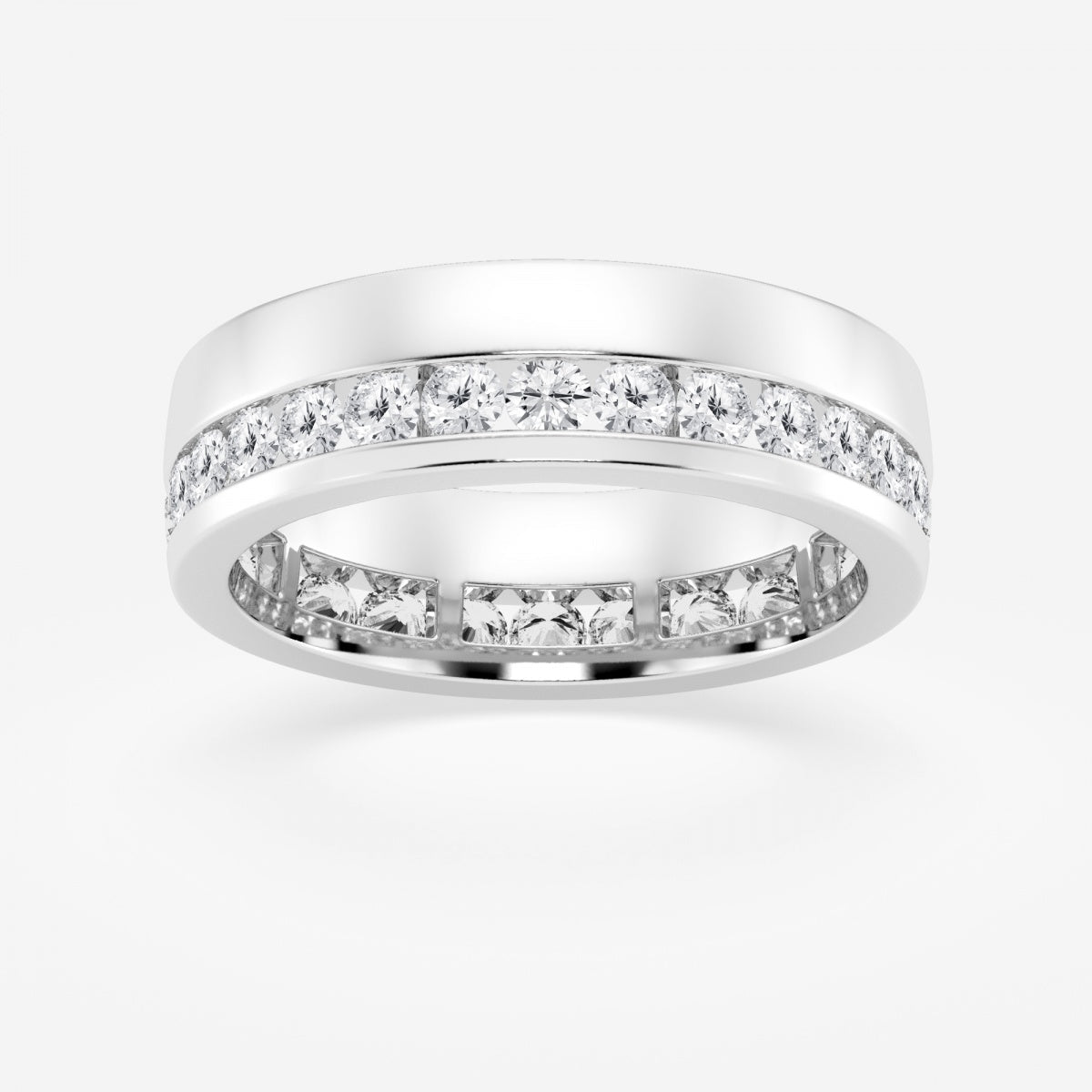 Round Men's Eternity Band with Satin Finish - 6.6mm Width – view 2