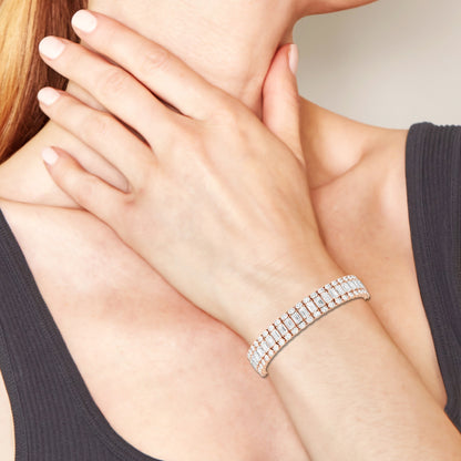 Emerald Moissanite Three Row Fashion Bracelet