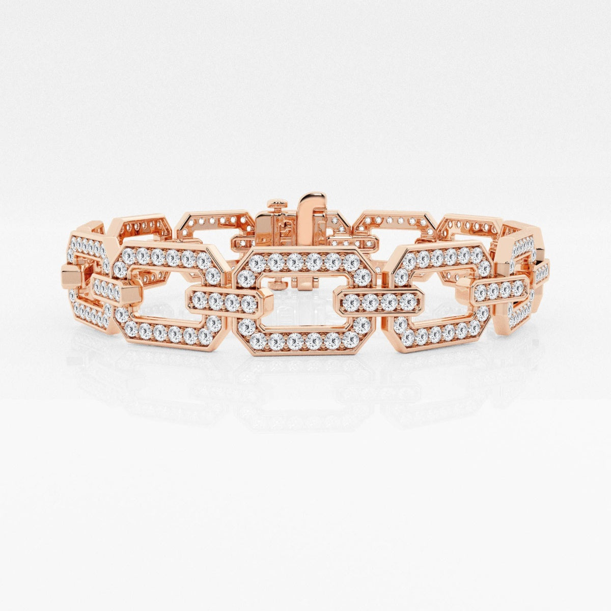 Round Moissanite Open Link Pave Fashion Bracelet