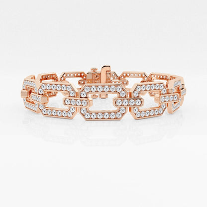 Round Moissanite Open Link Pave Fashion Bracelet
