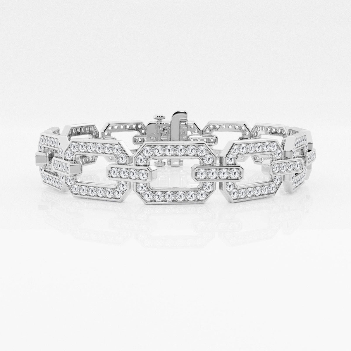 Round Moissanite Open Link Pave Fashion Bracelet