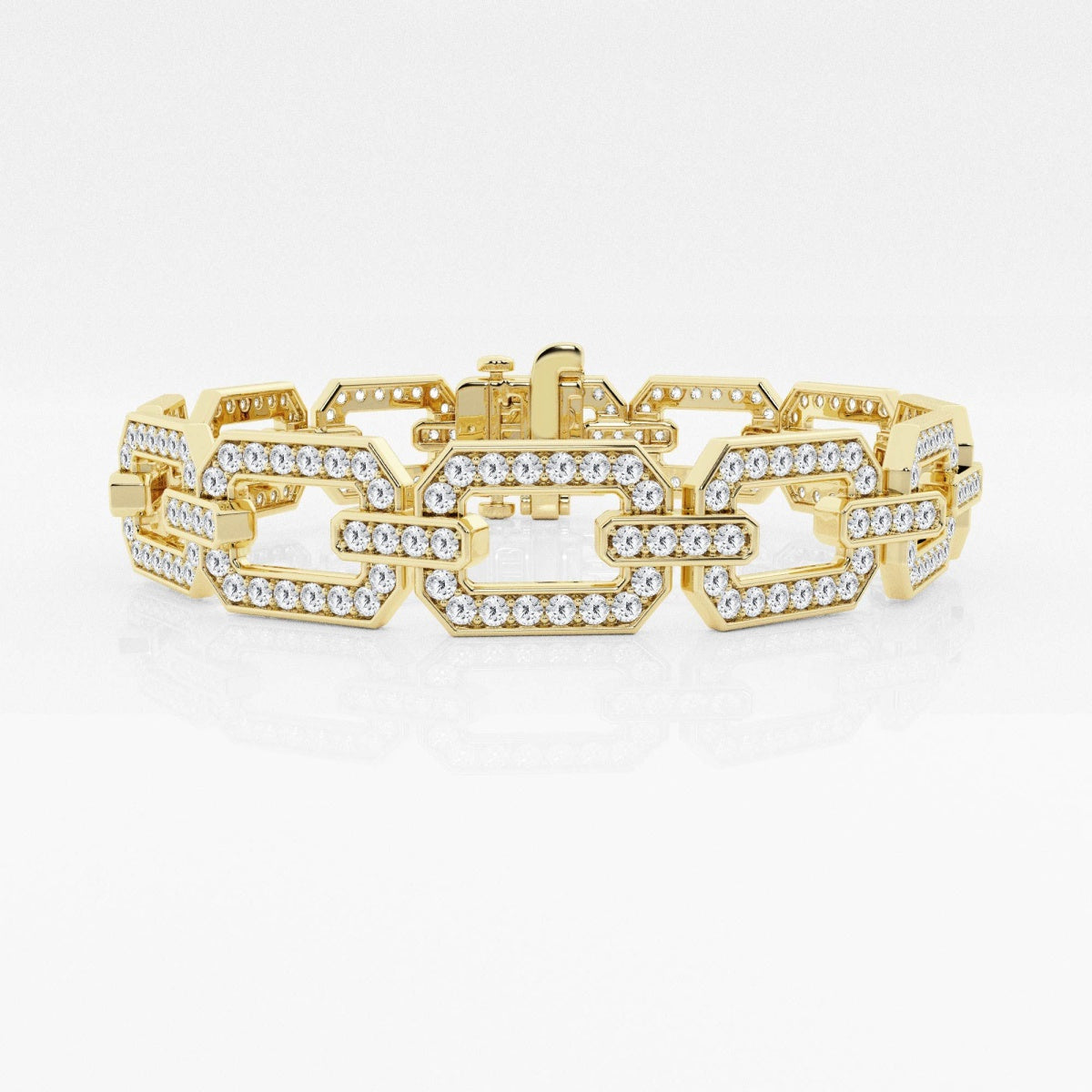 Round Moissanite Open Link Pave Fashion Bracelet