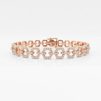 Round Moissanite Hexagon Shape Open Link Fashion Bracelet