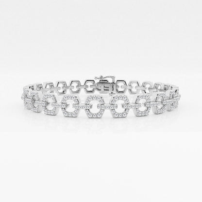 Round Moissanite Hexagon Shape Open Link Fashion Bracelet