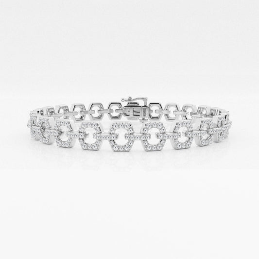 Round Moissanite Hexagon Shape Open Link Fashion Bracelet