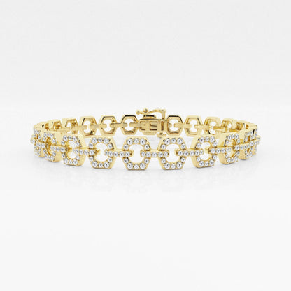 Round Moissanite Hexagon Shape Open Link Fashion Bracelet