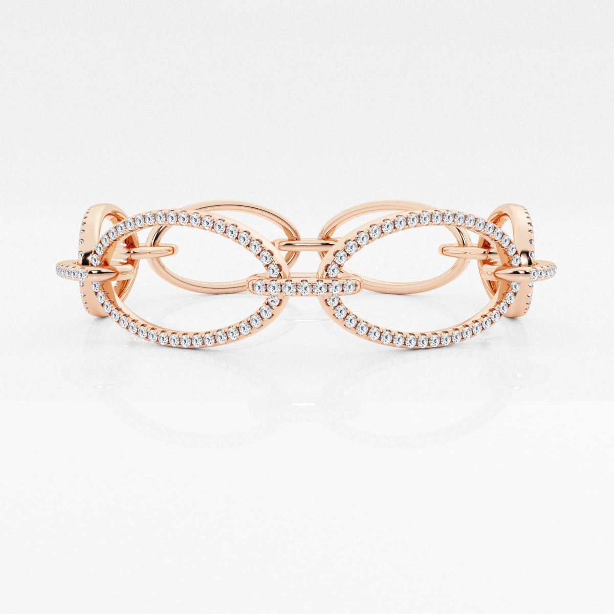 Round Moissanite Wide Oval Shape Link Fashion Bracelet