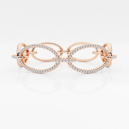 Round Moissanite Wide Oval Shape Link Fashion Bracelet