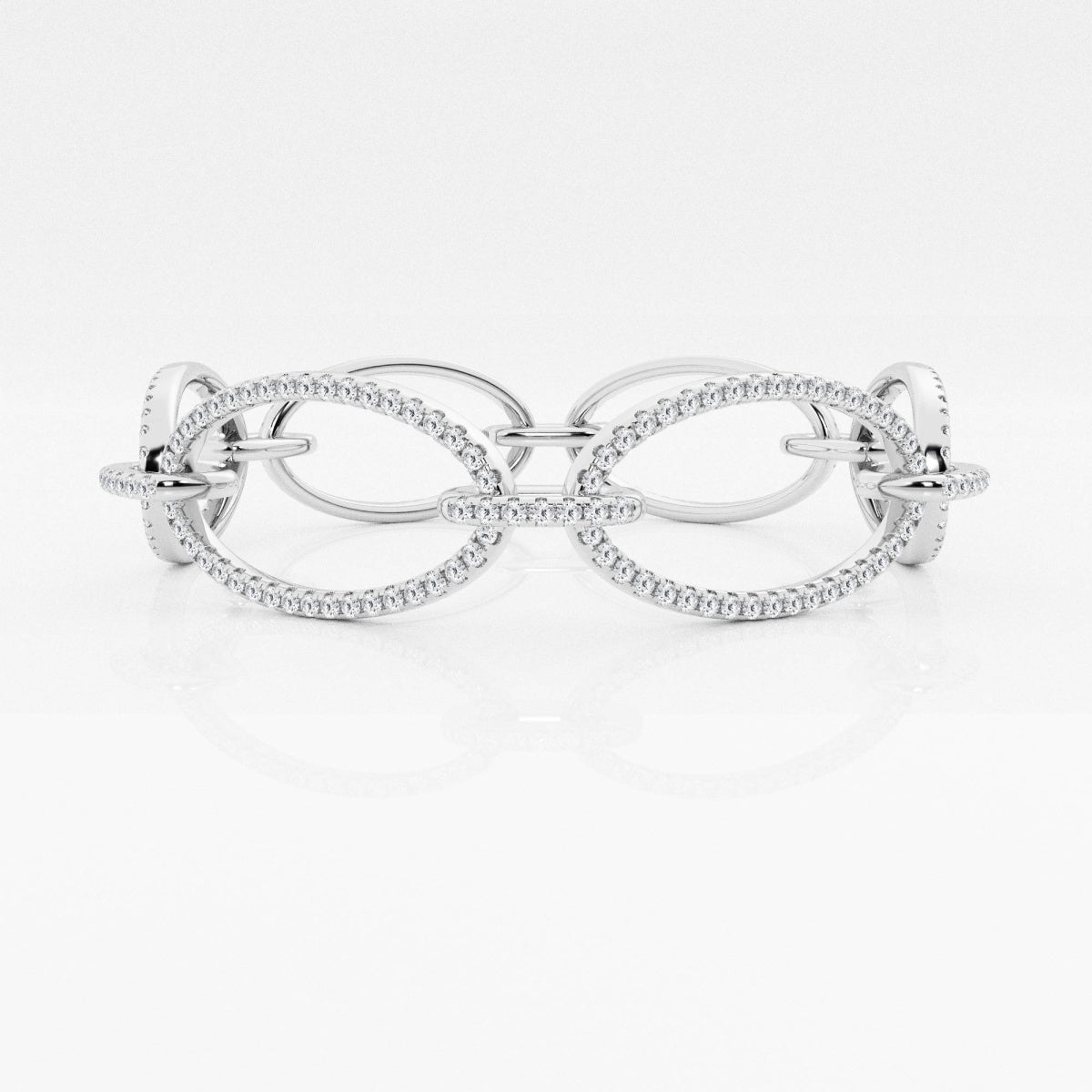 Round Moissanite Wide Oval Shape Link Fashion Bracelet