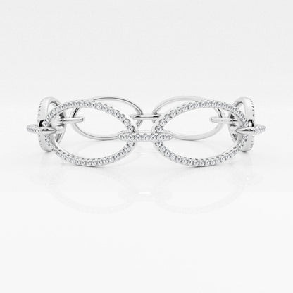 Round Moissanite Wide Oval Shape Link Fashion Bracelet