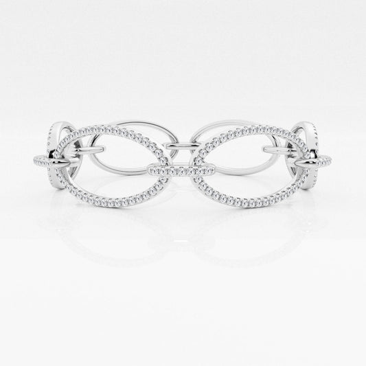 Round Moissanite Wide Oval Shape Link Fashion Bracelet