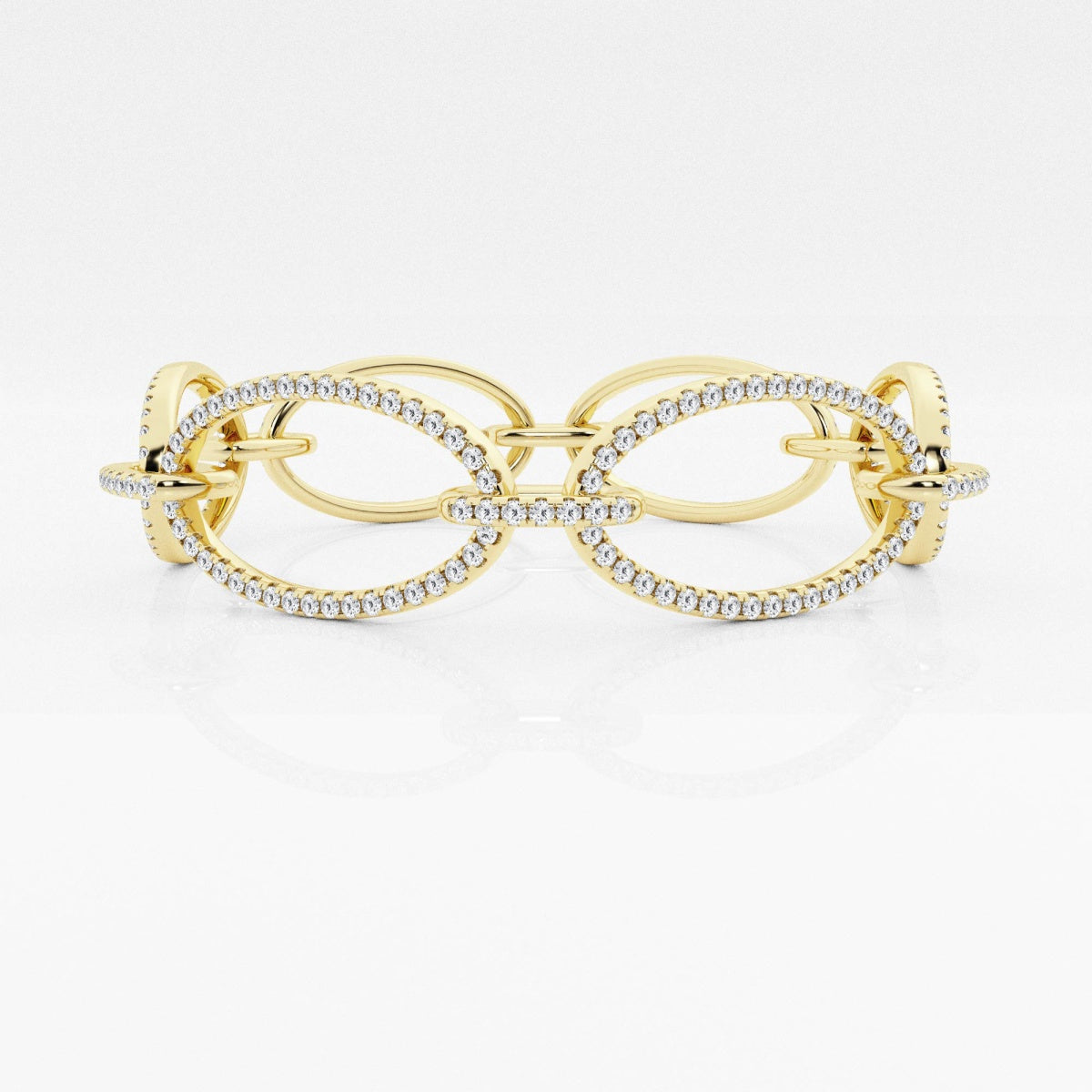 Round Moissanite Wide Oval Shape Link Fashion Bracelet