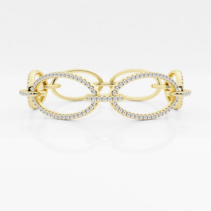Round Moissanite Wide Oval Shape Link Fashion Bracelet