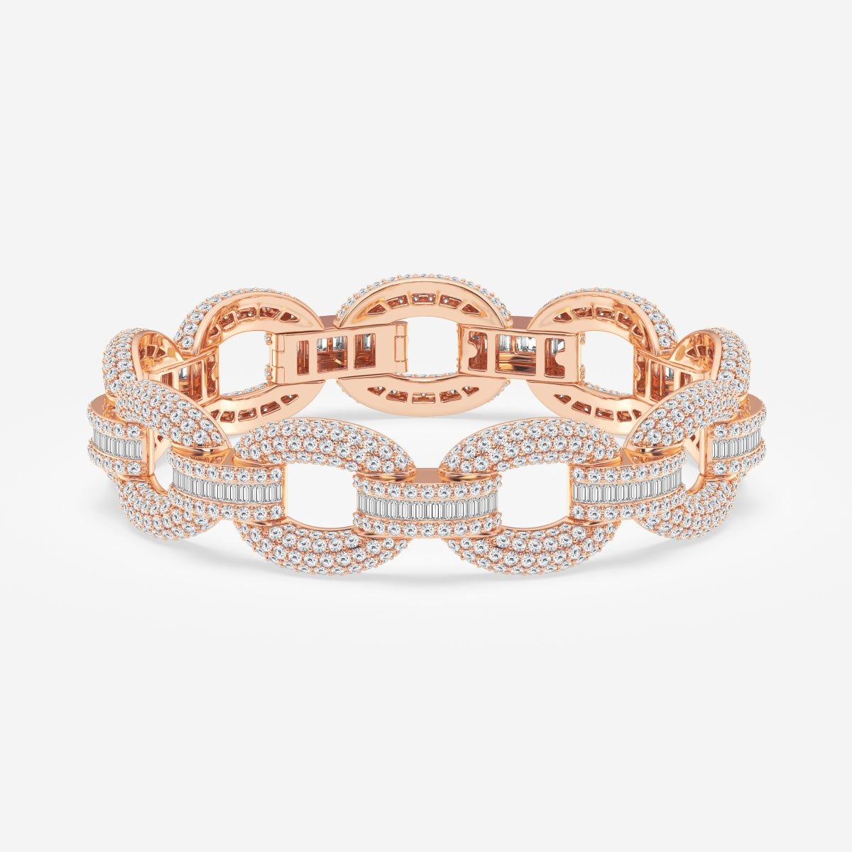 Baguette Moissanite Pave Link Bracelet