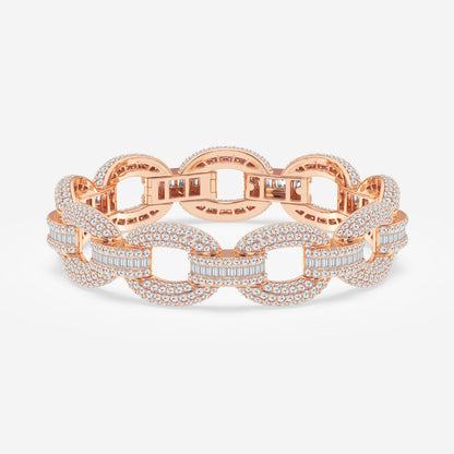 Baguette Moissanite Pave Link Bracelet