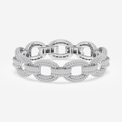 Baguette Moissanite Pave Link Bracelet