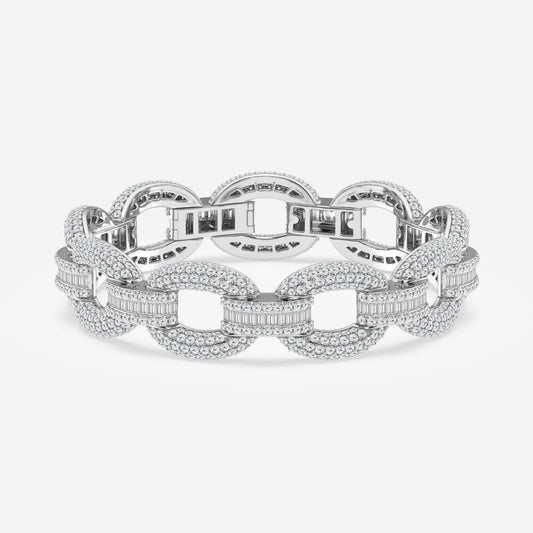 Baguette Moissanite Pave Link Bracelet